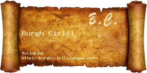 Burgh Cirill névjegykártya